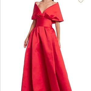 Off shoulder silk duchess NAVY gown